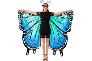 Tibeha Halloween Butterfly Wings for Women - Double-Sided Printing Costume Adult Cape with Mask and Antenna Headband