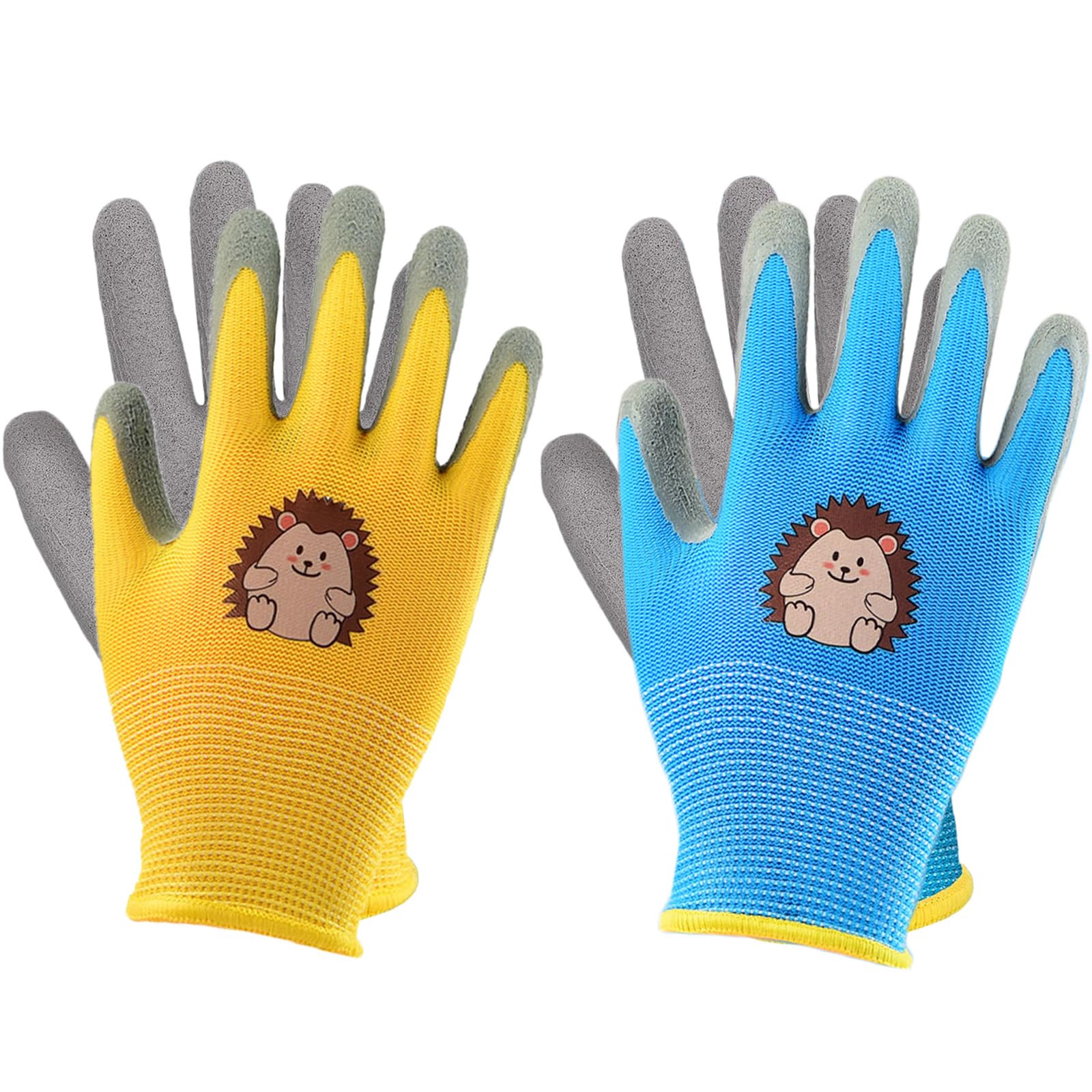 JOOTUEPO Gardening Gloves for Kids, 2 Pairs Kids Yard Garden Gloves, Gardening Gloves Superior Grip Work Gloves Durable Comfortable Breathable, Rubber Coated Work Gloves for Boys & Girls