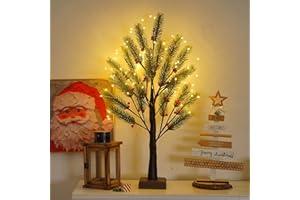 PXBNIUYA 72 LED Artificial Lamp with Timer, DIY Christmas Tree Lights, USB/Battery Powered Desktop Bonsai Tree Pine Needles, Fairy Light Spirit Tree for Indoor Table Home Wedding Bedroom-Warm White