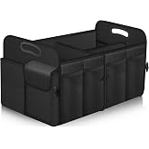 Femuar Large Collapsible Trunk Organizer - Car Organizer for Suv/Jeep,72L | Trunk Storage Organizer with 11 Pockets ,Car Accessories for Tools, Sundries, 600D Oxford, Black