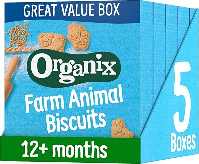 Organix Farm Animal Biscuits Organic Toddler Snack 12+ Months 100 g Pack of 5