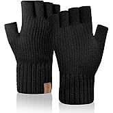 Oliumt Winter Fingerless Gloves for Men Women,Warm Knitted Half Finger Gloves Driving Working Biking for Cold Weather
