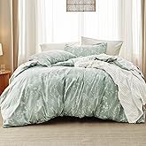 Bedsure Queen Comforter Set - Sage Green Bed Set, 3 Pieces Cute Floral Bedding, 1 Soft Reversible Botanical Flowers Comforter