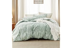 Bedsure Queen Comforter Set - Sage Green Bed Set, 3 Pieces Cute Floral Bedding, 1 Soft Reversible Botanical Flowers Comforter and 2 Pillow Shams