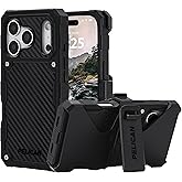 Pelican Shield iPhone 17 Pro Case [Compatible with MagSafe] Rugged Phone Case w/ 21ft Military-Grade Drop Protection - Heavy Duty Phone Cover w/Belt Clip Holster for iPhone 17 Pro - Carbon