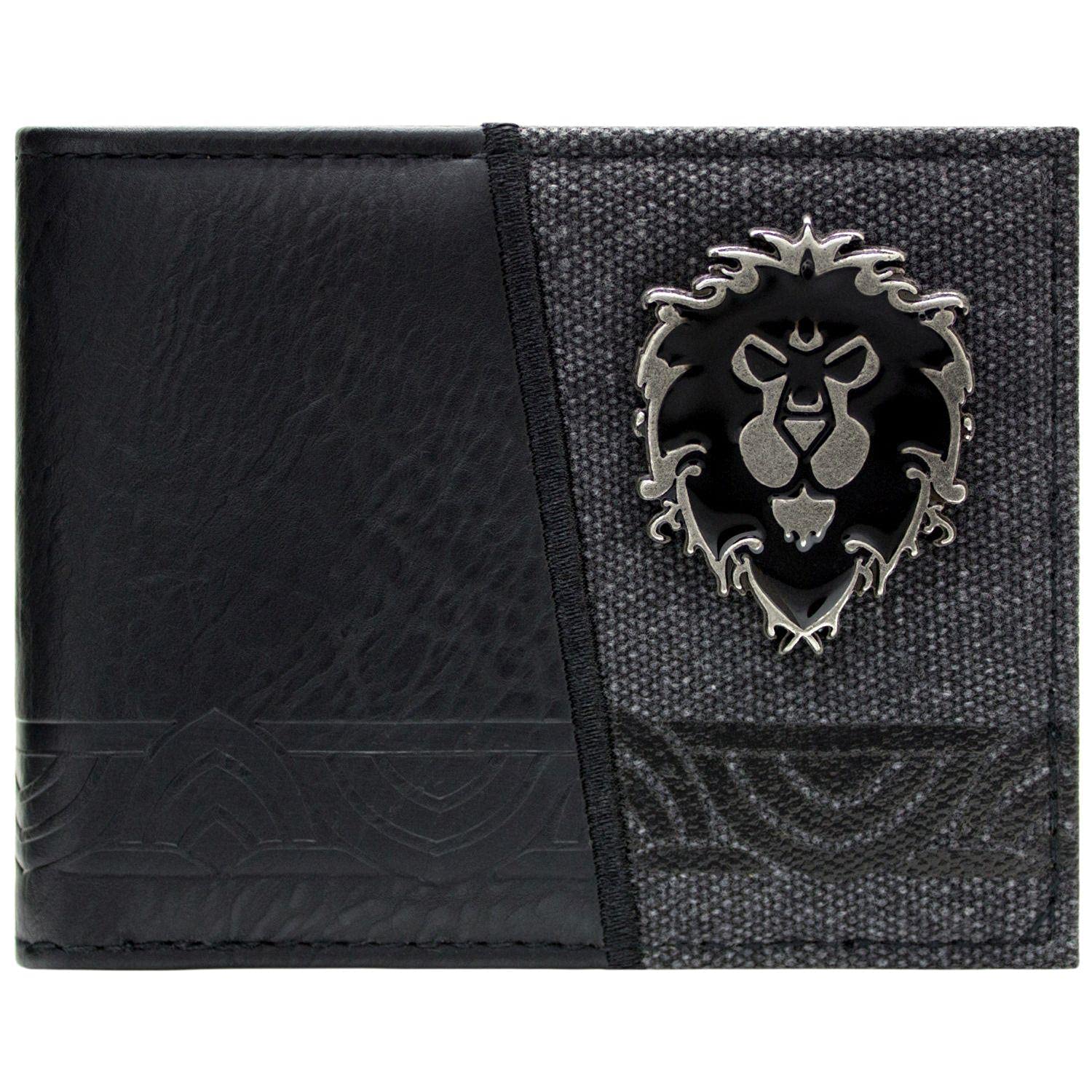World of Warcraft Alliance Faction Insignia Metal Emblem Wallet Bi-Fold ID & Card Holder, Black