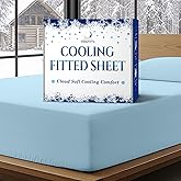 SLEEPHORIA Cooling Fitted Sheet King Size - 1 PC BreezeWeave Cooling Sheets for Hot Sleepers & Cool Rest w/ 16 in Deep Pocket - Corner Straps, Cloud Soft, Ultra Durable - 73 x 77 in (Cool Blue)