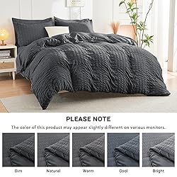 HYMOKEGE Queen Comforter Set Seersucker 7