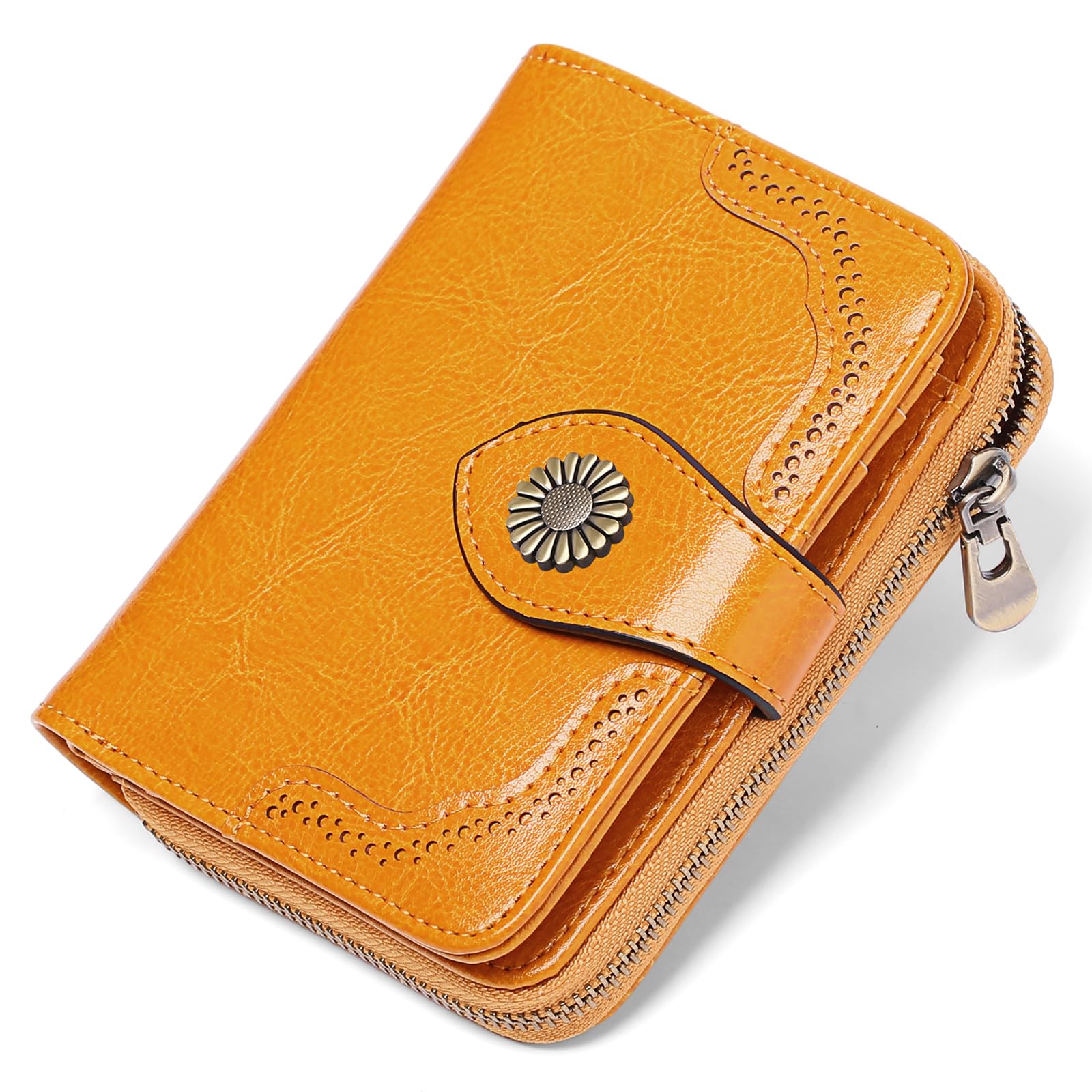 SENDEFN Leather Purses for Women, RFID Blocking Small Wallets for Women, Ladies Purse with Multiple Card Slots and Zipper Compartment