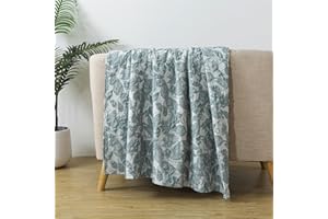 Caressma Coverlet Agate Green(50” x 60”), Boho Design with Softness 3D Decorative Jacquard Weaved Bedspread, Farmhouse Floral Coverlet for Chair Sofa Bed
