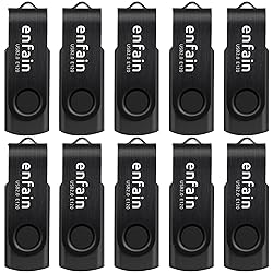 Enfain USB 2.0 16GB Flash Drives 10 Pack All Black