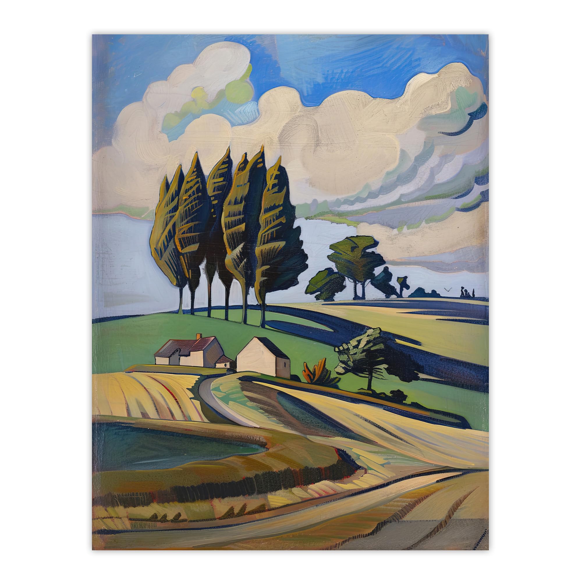 Artery8 Cotswolds Windy Day Countryside English Landscape Living Room Extra Large XL Wall Art Poster Print