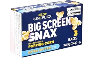 Cineplex® Microwave Popcorn Extra Butter 36 packs 85g each (12 Boxes x 3 Bags), Movie Theatre Quality Snack