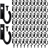 Zhehao 100 Pieces Key Hooks Jewelry Small Hook Key Hanging Small Wall Mounted Single Hook Robe Clasp Coat Hooks and 110 Pcs Screws for Hanging Hat, Scarf, Bag(Black,100 Pieces)