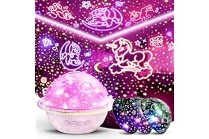 DEVRNEZ Unicorns & Sea & Star Night Lights Projector for Kids: 4 in 1 Star Projector Toys Gifts for 3-5 5-7 8-12 Year Old Girl, 360°Rotating Planet Night Light for Bedroom Decor, Birthday Gifts for Toddler