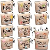 Bulyoou 10 Pcs Beach Themed Cosmetic Bags Bulk Zipper Pouch Makeup Bag for Women Girls Sea Weekend Travel Vacation Trip Gifts Supplies Summer Party Favors Beach Accessories
