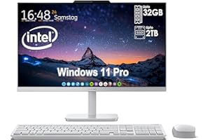 Lenovo All-in-One Desktop with Intel 4-Core Processor| 24 inch Full HD Display| 32GB DDR4 RAM, 512GB PCIe SSD| WiFi 6| Bluetooth| USB, Ethernet Ports| Windows 11 Pro| HDMI Out for External Display