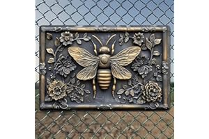 Ornate Metal Bee in the Middle of Flower Rustic Aluminum Wall Art and Tin Sign 8x12 Inch Vintage Decor for Indoor Outdoor Hom