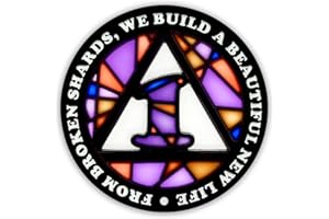 Stained Glass 1 Year AA Chip Sobriety Coin Medallion, Fragments to Freedom Alcoholics Anonymous Addiction Recovery Anniversary Token, Inspirational Sober Gifts for Men and Women by the Token Shop