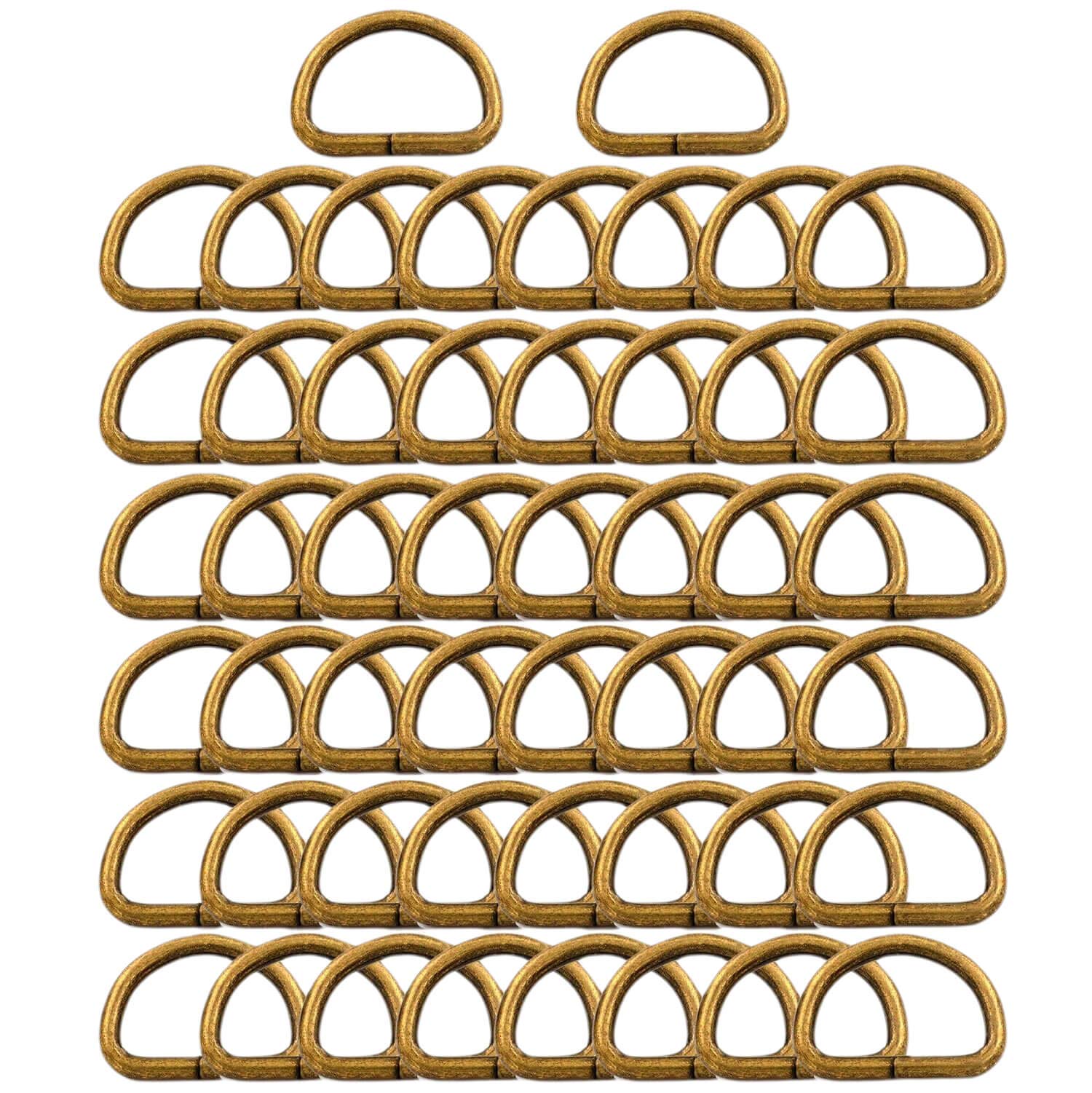 BIKICOCO Metal D-Rings Buckle, 3/4 Inch Non-Welded for Webbing Sewing DIY - Bronze - Pack of 50