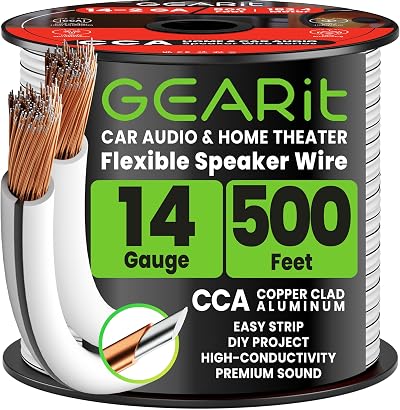 GEARit 2x2.5mm² Speaker Cable 152.4m/500ft 14AWG Twin Core CCA White