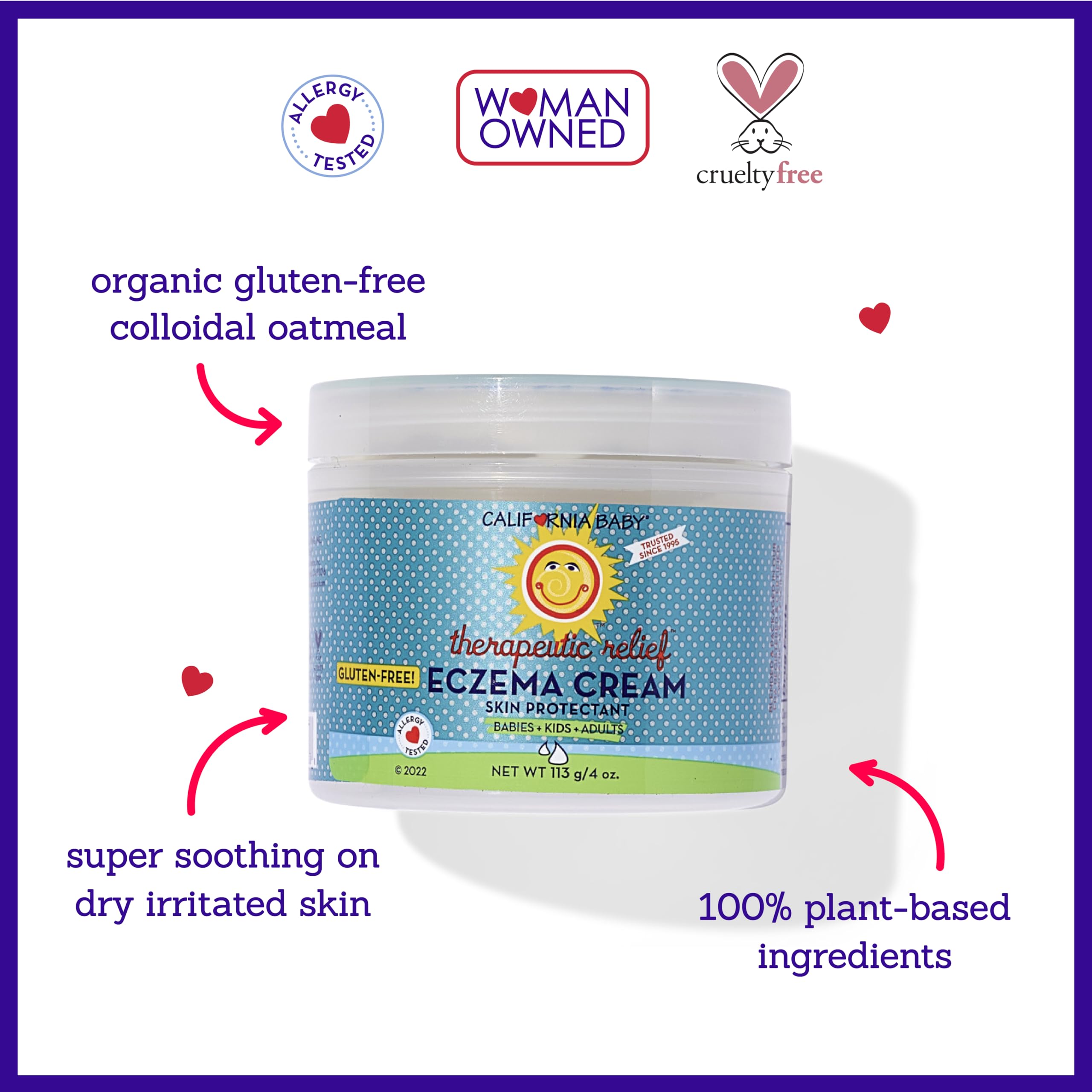 California Baby Eczema Cream | Steroid-Free Eczema Treatment | Colloidal Oatmeal + Aloe Vera | Soothing Eczema Lotion For Kids + Adults | 57 g / 2 oz.