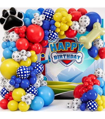 Ballons PAW PATROL 4e Anniversaire - Décoration Marshall, Ryder - Neuf