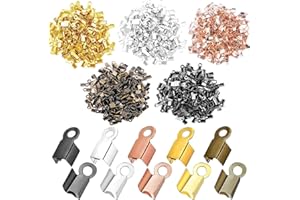 BOYIVI 1000 PCS Clamshell Crimp Fold Over Cord Ends Cord Tips Leather Rope Ending Caps for DIY Bracelet Necklace Crafts Jewelry Making(Gold/Silver/Gun Black/Bronze/Rose Gold)