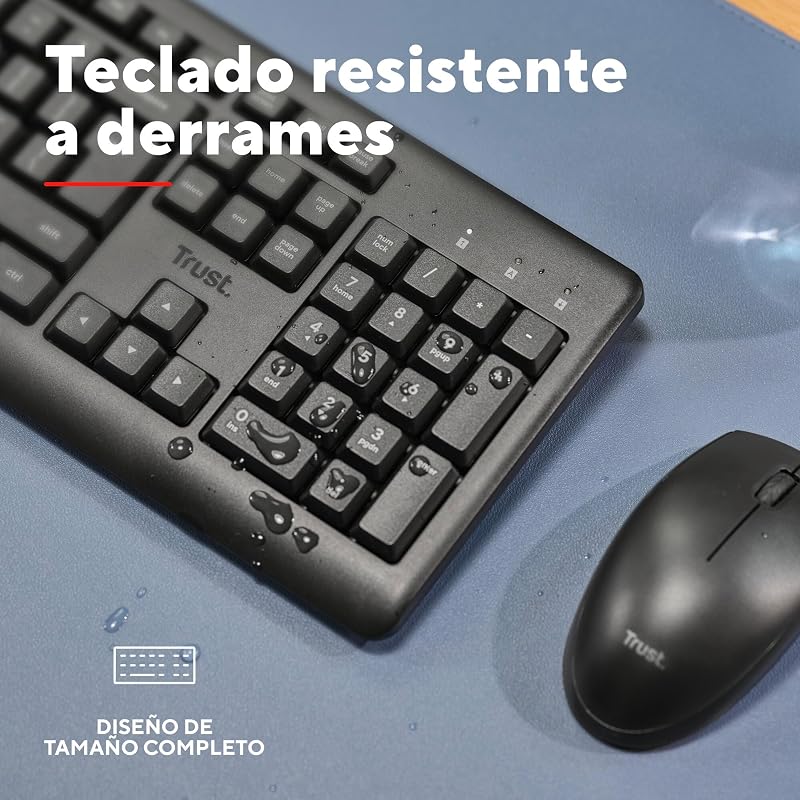 Teclado e rato sem fios Taro Pack QWERTY Espanhol, Preto