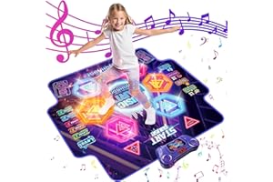 Hollyhi Light Up Dance Mat, LED Electronic Dance Pad Toys for Ages 3 4 5 6 7 8 9 10 11 12 Year Old Toddlers Girls Boys, Dancing Mat Musical Mat with Wireless, Kids Christmas Birthday Gifts (Cool)