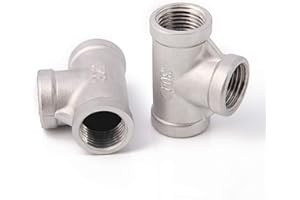 Metaland Stainless Steel 1/2" NPT Tee Female 3 Way T Shaped Pipe Fitting (Pack of 2)