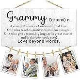 Hiuwevt Grammy Gifts Picture Frame Photo Hanging Display, Best Granny Gifts for Christmas Birthday from Grandkids Granddaughters Grandsons, Grandma Picture Board Photo Holder for Wall Decor