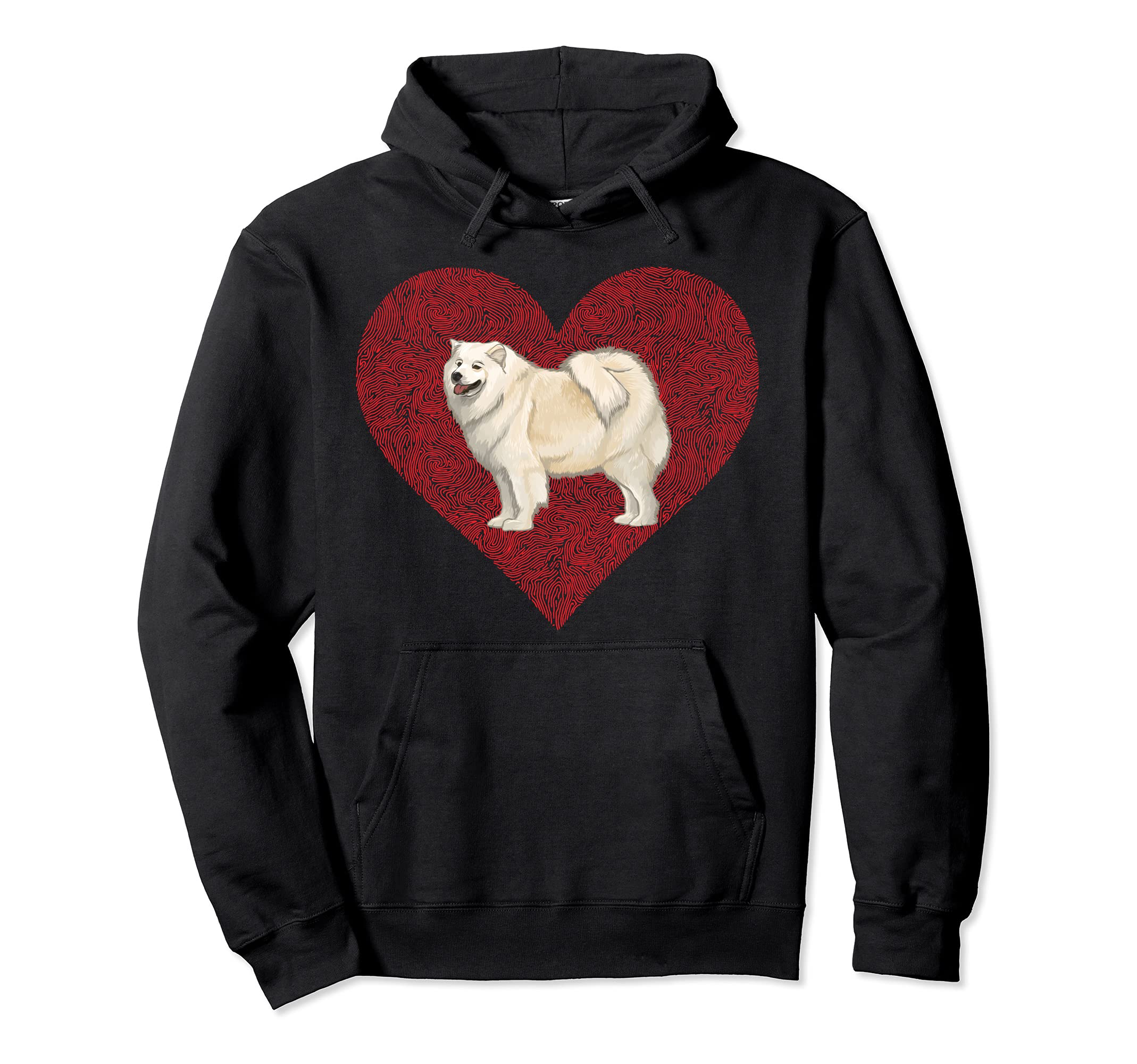 Samoyed Valentines Day Dog Love Fingerprint Pullover Hoodie
