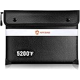 Upgraded 5200°F Fireproof Document Bag - Heat Insulated, Fireproof Bag with Zipper, Reflective Strip for Fast Find, Water Resistant, Firep roof Money Bags for Cash, A5 Important Documents and Valuable