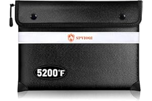 SPVIOQI Upgraded 5200F Fireproof Document Bag - Heat Insulated With Zipper, Reflective Strip for Fast Find, Water Resistant Money Bag for Cash, A5 Important Documents and Valuables