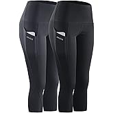 NELEUS Women's Tummy Control High Waist Capri Running Leggings Yoga Pants with Pocket