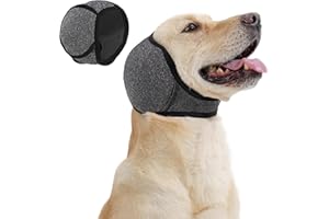 PURRHUG Dog Calming Hoodie Quiet Ear Cover for Noise Protection Anxiety Relief Ear Muffs, No Shake Ear Wraps for Dogs, Swim Cap Bath Blow Drying Headband Wraps for Ear Hematoma Groom Fireworks (S,Grey)