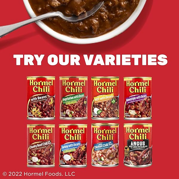 HORMEL CHILI CHUNKY BEEF CHILI WITH BEANS, NO ARTIFICIAL INGREDIENTS, 15 OZ