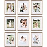 Sheffield Home 9 Piece Gallery Wall Frame Set, 11x14 Inch, Light Natural