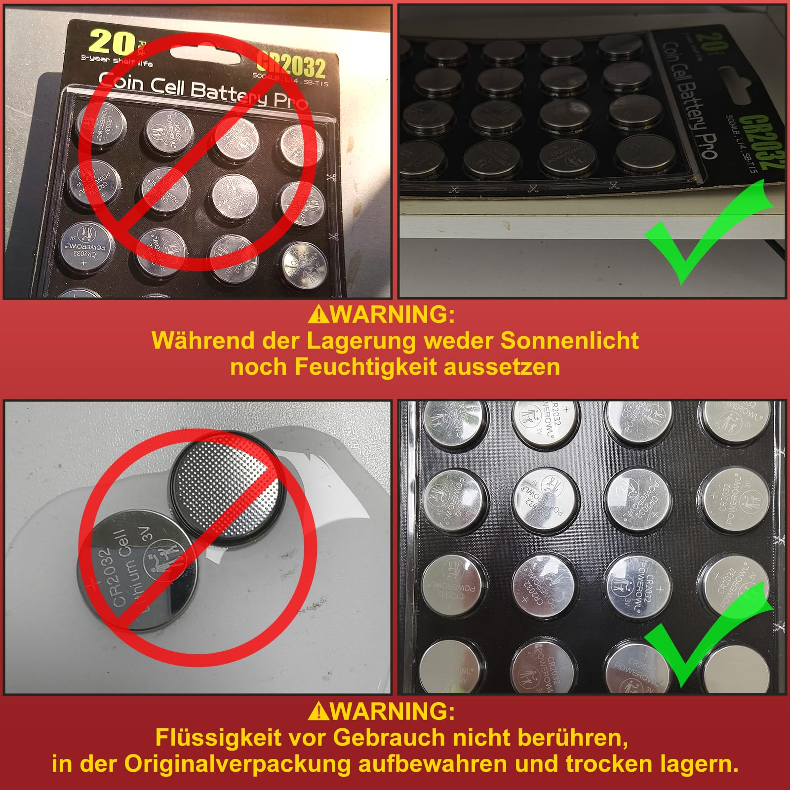 CR2032, POWEROWL CR2032 knopfzelle 3v Lithium Batterien 20 Stück, DL2032/ KCR2032/ BR2032/ ECR2032 Gerätebatterien 6