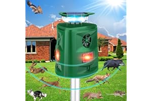 PROTECKER Solar Ultrasonic Animal Repeller,2024 Upgrades Cat Repellent Outdoor,360°Squirrel Repellent Animal Repeller with Motion Sensor and Flashing Lights,Deer Deterrent Devices Outdoor,Repel,Deer,Raccoon