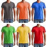 BILLIONHATS 6 Packs of Bulk Men's T-Shirts Eversoft Cotton Regular Fit Short Sleeve Crew Neck Lightweight T-Shirt Tees