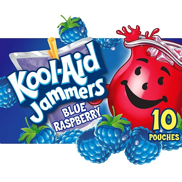 KOOL-AID JAMMERS BLUE RASPBERRY FLAVORED DRINK, 10 CT BOX, 6 FL OZ POUCHES