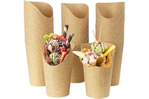 QPEY 60 PCs Individual Charcuterie Cones & Popcorn Cups, 12oz French Fries Holder - Disposable Fruit Cups for All Occasions