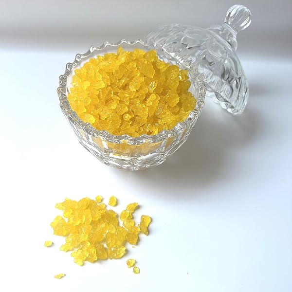 SWEETGLOB OLD FASHIONED MEDIUM ROCK SUGAR CANDY GEMS, LUMP SUGAR ROCK CRYSTALS (2 POUND, YELLOW MANGO)