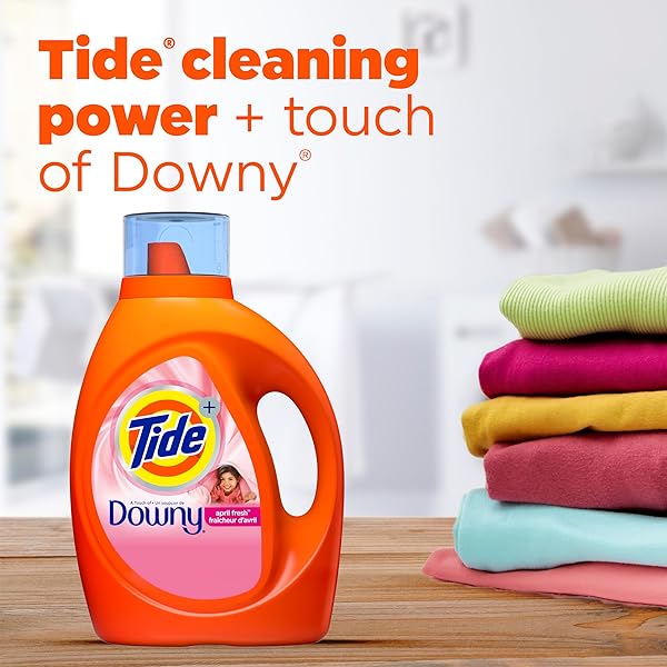 TIDE PLUS A TOUCH OF DOWNY LIQUID LAUNDRY DETERGENT, APRIL FRESH, 84 FL OZ, 59 LOADS, HE COMPATIBLE