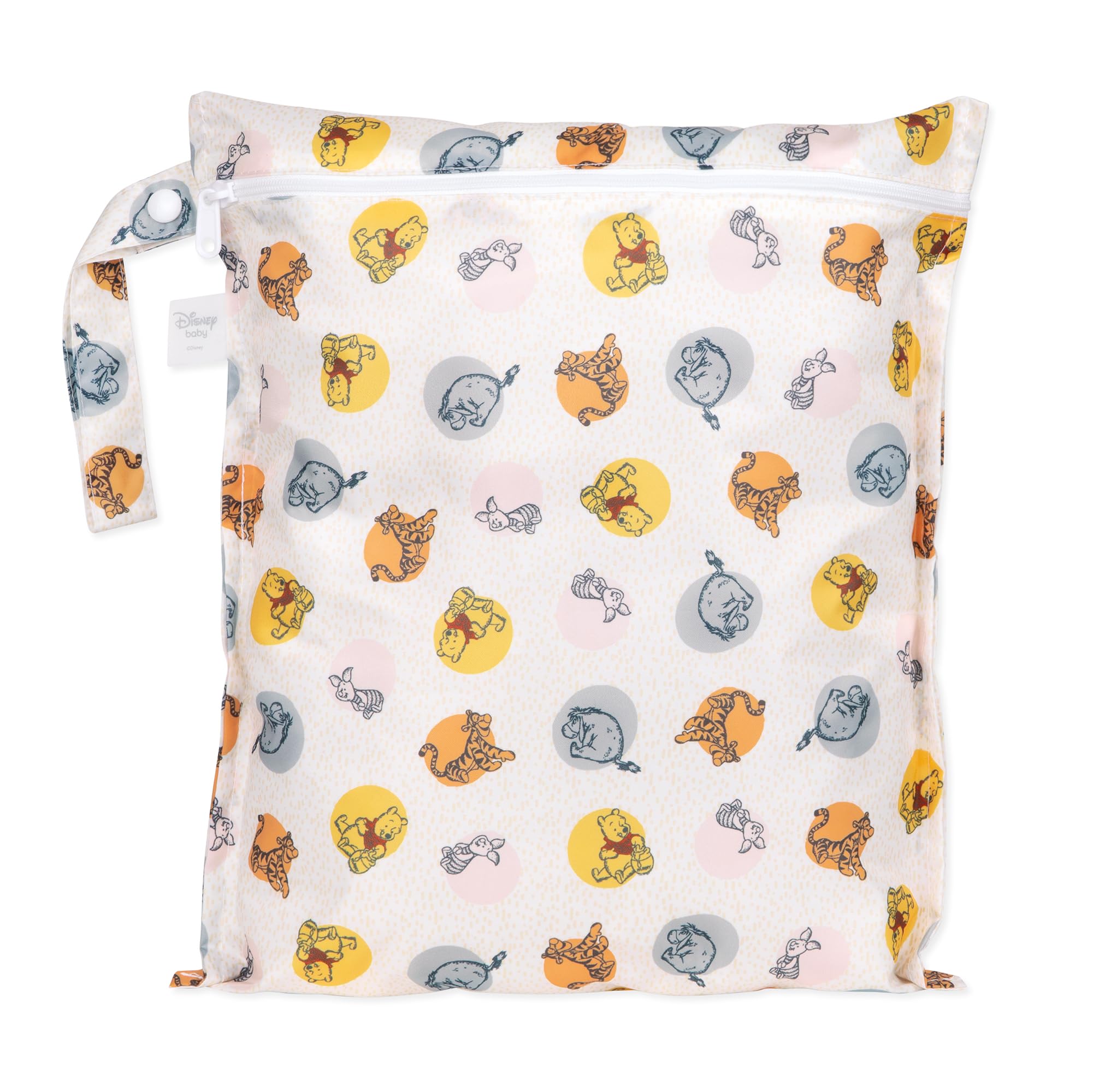 Bumkins Waterproof Wet Bags for Baby, Disney Winnie The Pooh, Travel, Swimsuit, Cloth Diapers, Pump Parts, Gym Clothes, Toiletries, Strap to Stroller, Zipper Reusable Bag