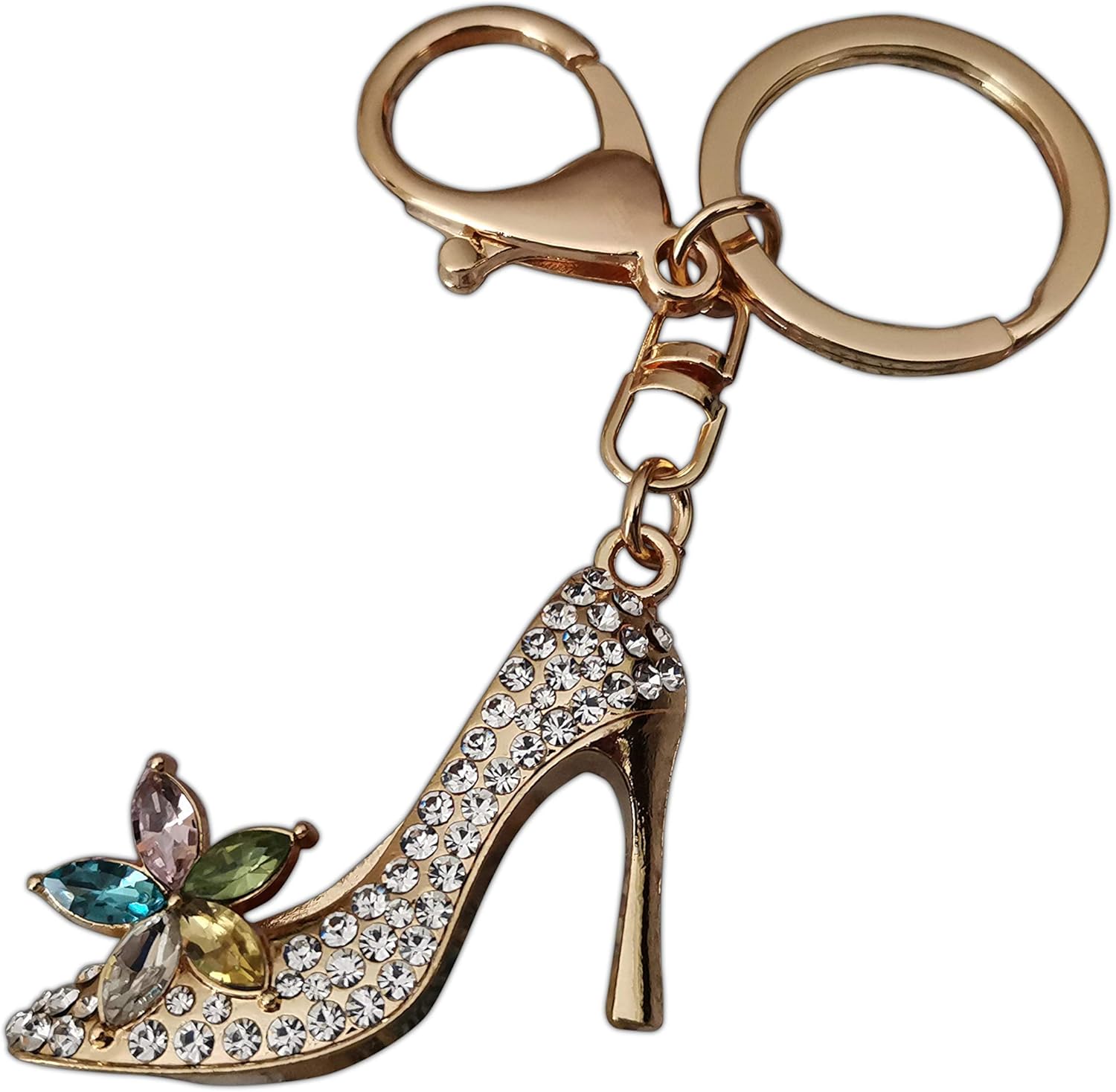 Eillwin High Heel Woman Shoes Keychain & Handbag Keyring fashion beautiful gift for her, White & Silver - Image 3