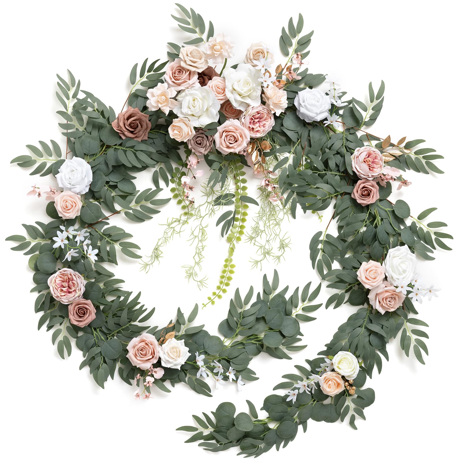 Photo 1 of Ling's moment 9FT Spring Flower Garland for Backdrop Decorations - Wedding Arch Flowers, Eucalyptus & Rose, Artificial Floral Garland for Mantle - Sweetheart Table Decor for Reception, Dusty Rose