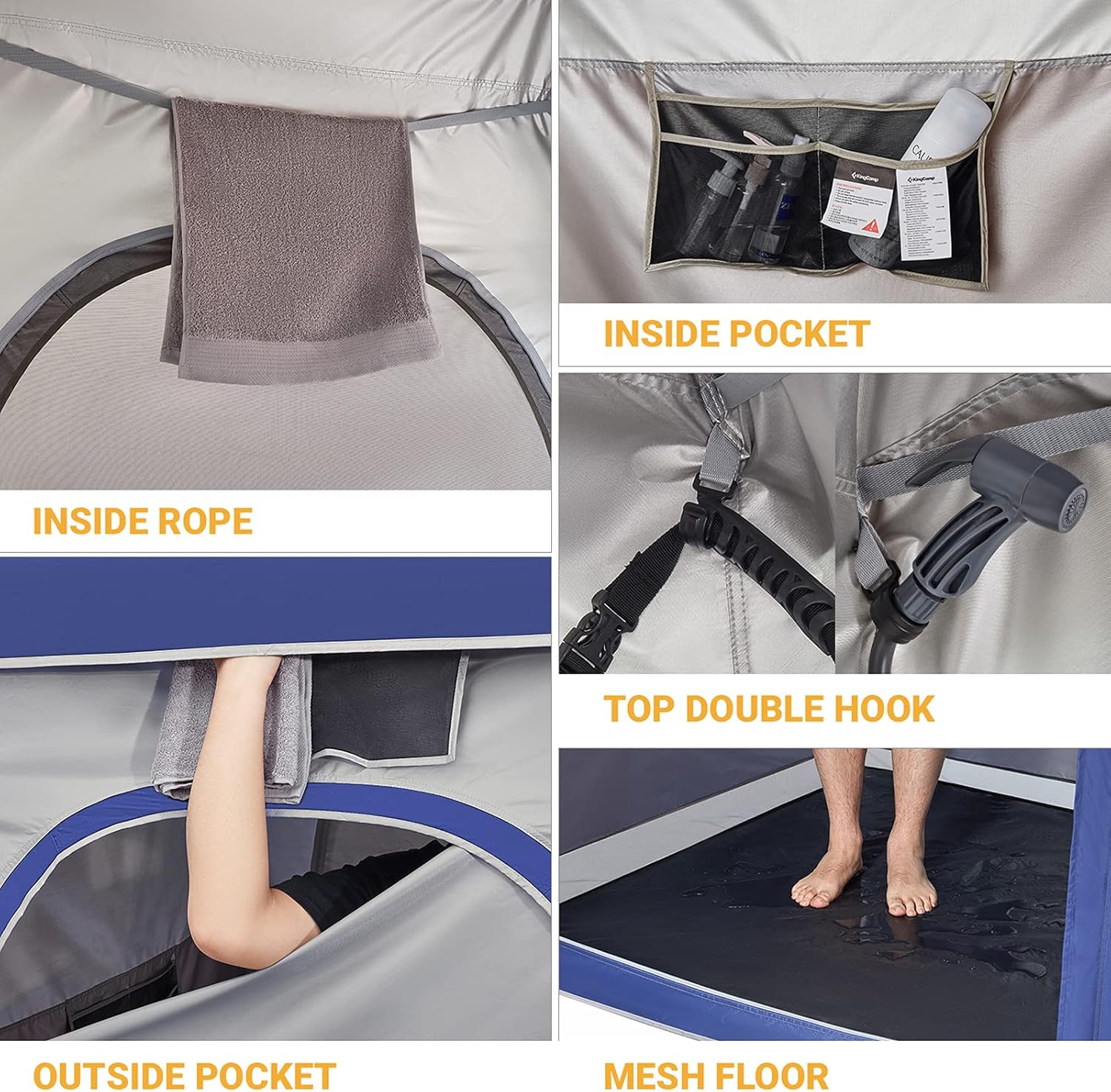 KingCamp Oversize Outdoor Camping Dressing Changing Room Shower Privacy Shelter Tent (KT2002_Blue/Grey): Sports & Outdoors